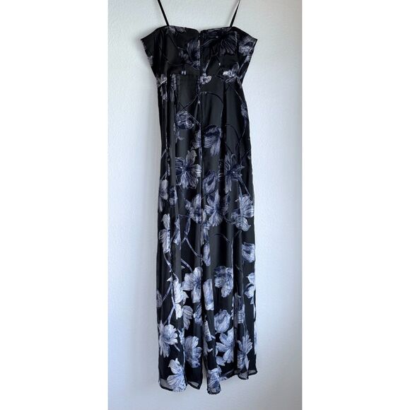 NWOT Anthropologie Hutch Venina Velvet Jumpsuit in Navy Two Tone Vining Buds S - Picture 7 of 11